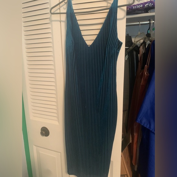 Teal Striped Dress - Picture 2 of 2